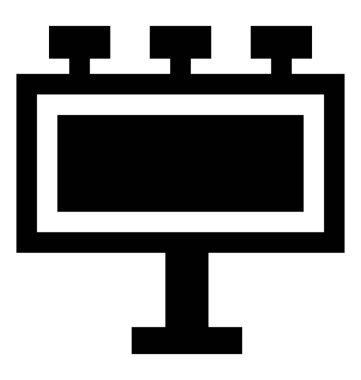 Marka için bir billboard simgesi kullanılan bir stand kurulu