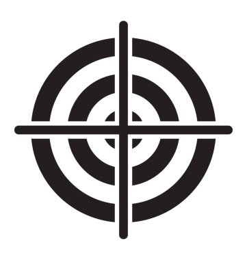 Simge, bir çemberin hedef çekim resmeden bir artı işareti ile 