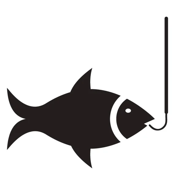 鱼的图标与钩描绘捕鱼 — 图库矢量图片