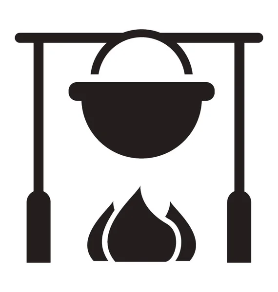 Icon Bowl Fire Depicting Cooking — Stock Vector
