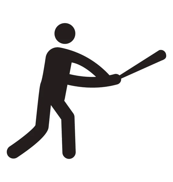 Pictogram Van Een Menselijke Avatar Met Een Vleermuis Beeltenis Honkballer — Stockvector