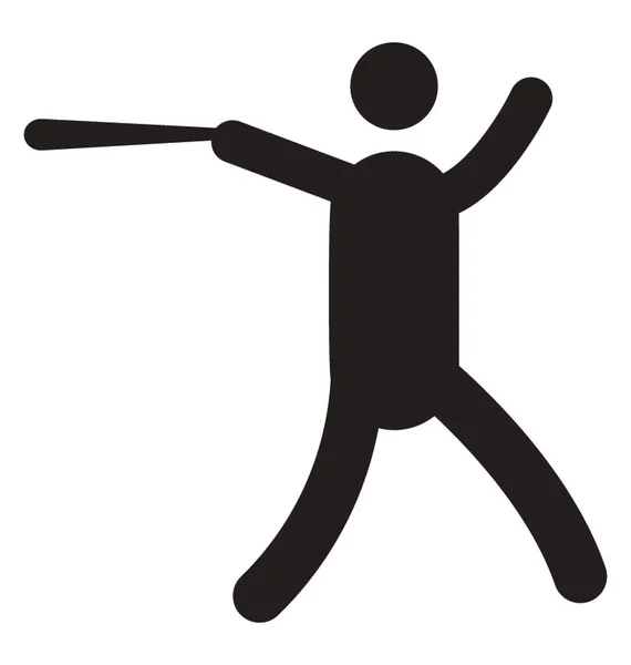 Икона Человеческого Аватара Битой Изображающей Бейсболиста — стоковый вектор