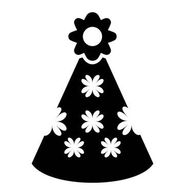 Doğum günü şapkası resmeden bir koni kap karakter simgesi