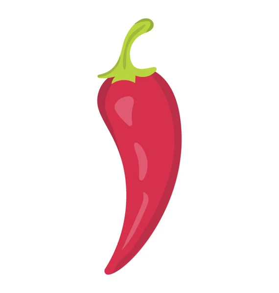 Rode Spaanse Peper Spice Plat Gekleurd Pictogram — Stockvector