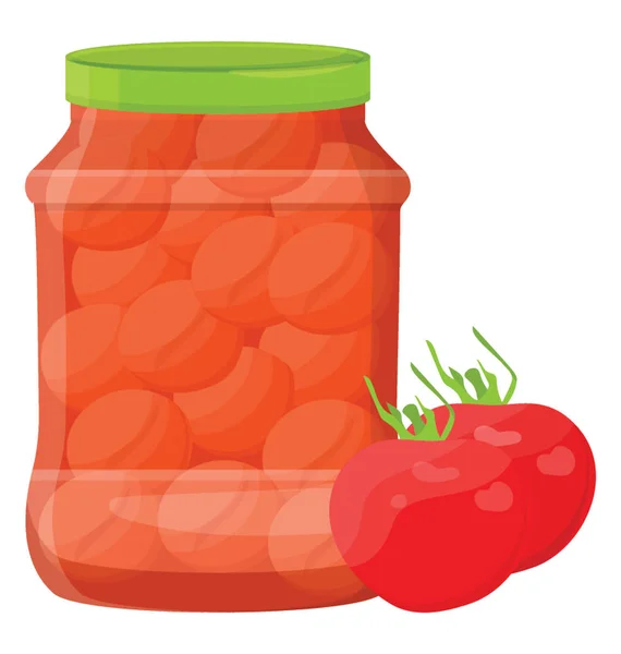 Tomatenmark Einem Glas Und Frische Tomaten Dabei Tomate Farito — Stockvektor