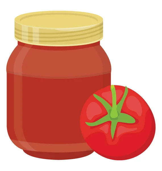 Flacon Fermoir Contenant Sauce Rouge Tomates Conserve — Image vectorielle