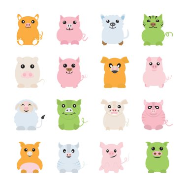 Şişko domuz simgeler vektör