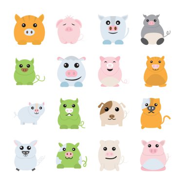 Domuz hayvan Icons set 