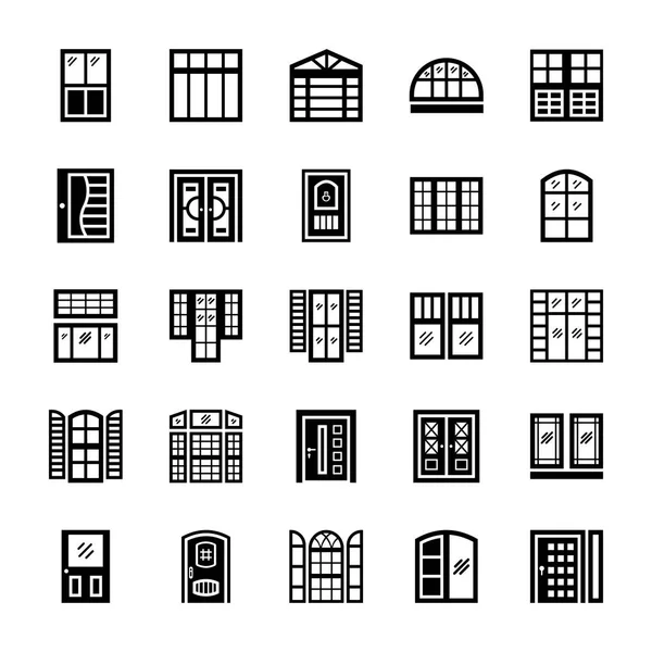 Shutters Solid Icons Set — Stock Vector