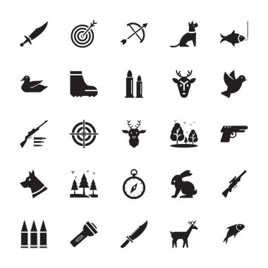 Avcılık glif Icon set 