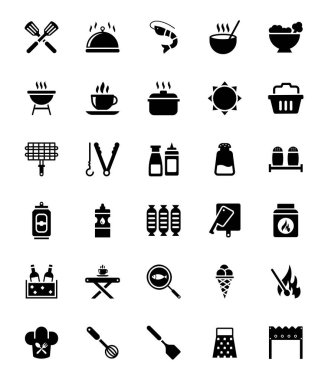 Barbeque Food Glyph Icons Set  clipart