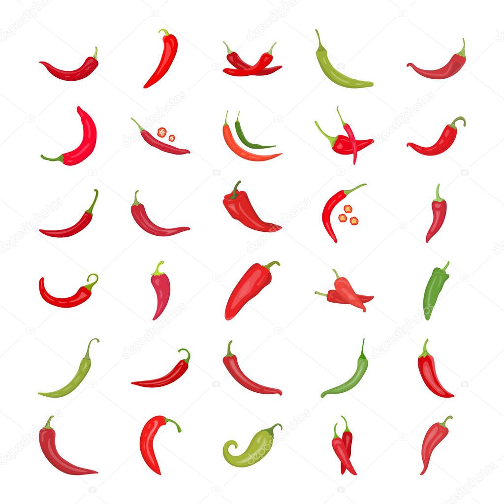 Chili Pepper Flat Icons 