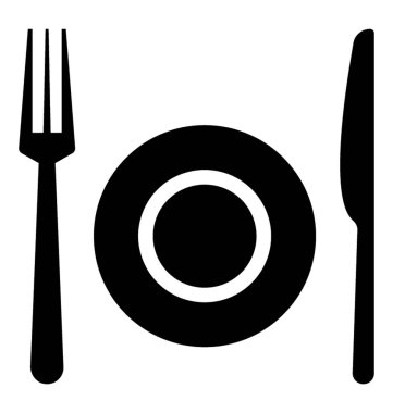 Yemek olarak bilinen yerleştirilen çatal bıçak takımı 