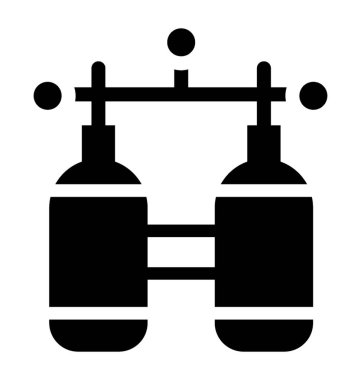 Simgesini çift silindir oksijen silindir tasvir borular ile bağlı