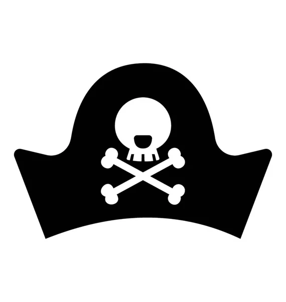 Icono Sombrero Con Signo Cráneo Que Representa Sombrero Piratas — Archivo Imágenes Vectoriales