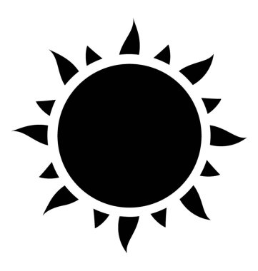 Plajda güneş simgeleyen gökyüzünde parlak bir güneş 