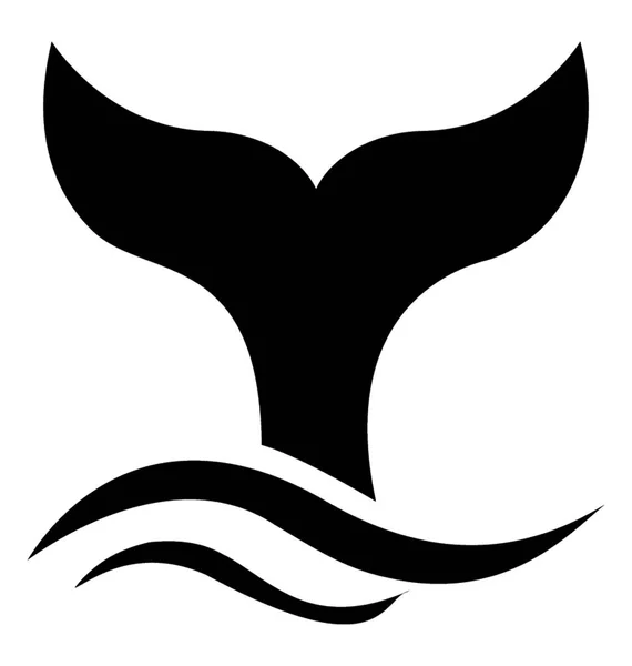 Икона Хвоста Морского Животного Изображением Плавникового Кита — стоковый вектор