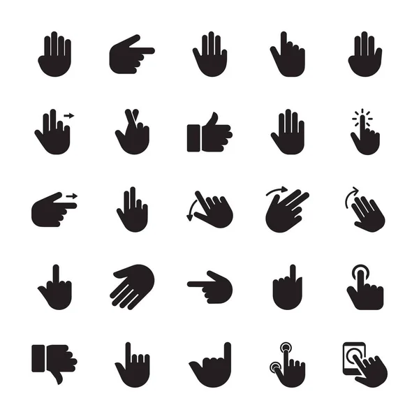 Hand Gestures Glyph Icons — Stock Vector