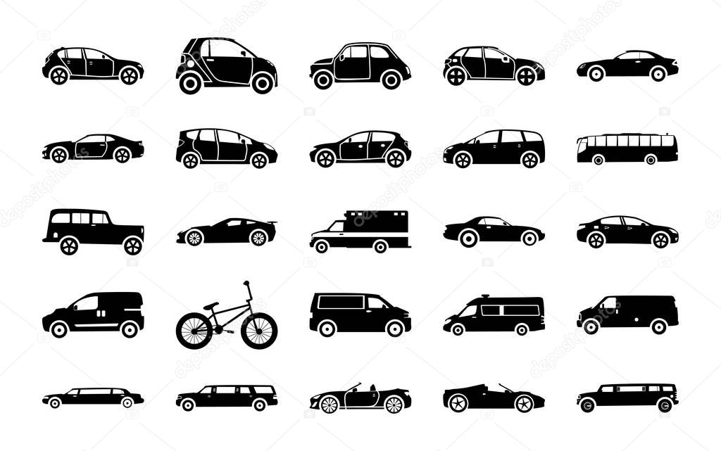 Urban City Car Glyph Icons 