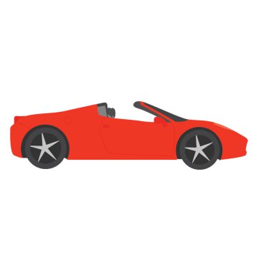Red colored car without roof known as convertible vehicle   clipart