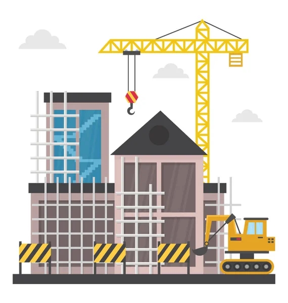 建筑业在商业场所 建筑业中的产业 — 图库矢量图片
