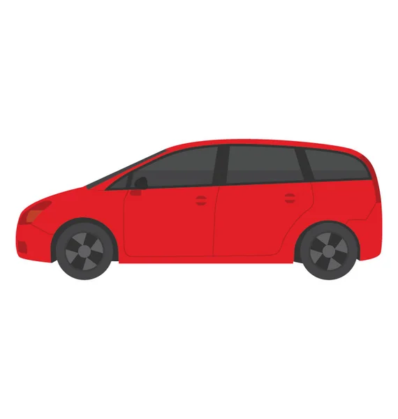 Veículo Hatchback Família Cor Vermelha Para Transportar Irmãos — Vetor de Stock