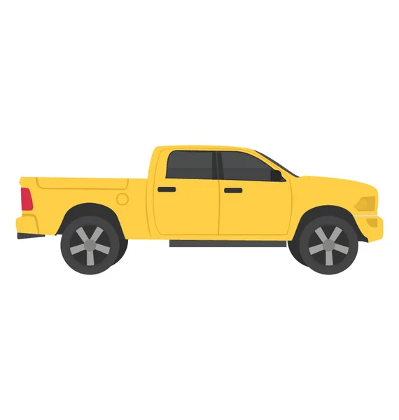 出租车皮卡 有四个轮子和黄色的颜色 — 图库矢量图片