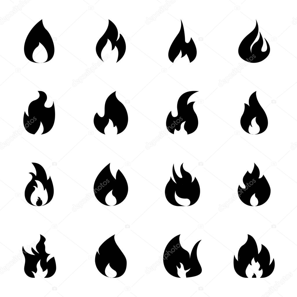 Fire Flame solid icons 5