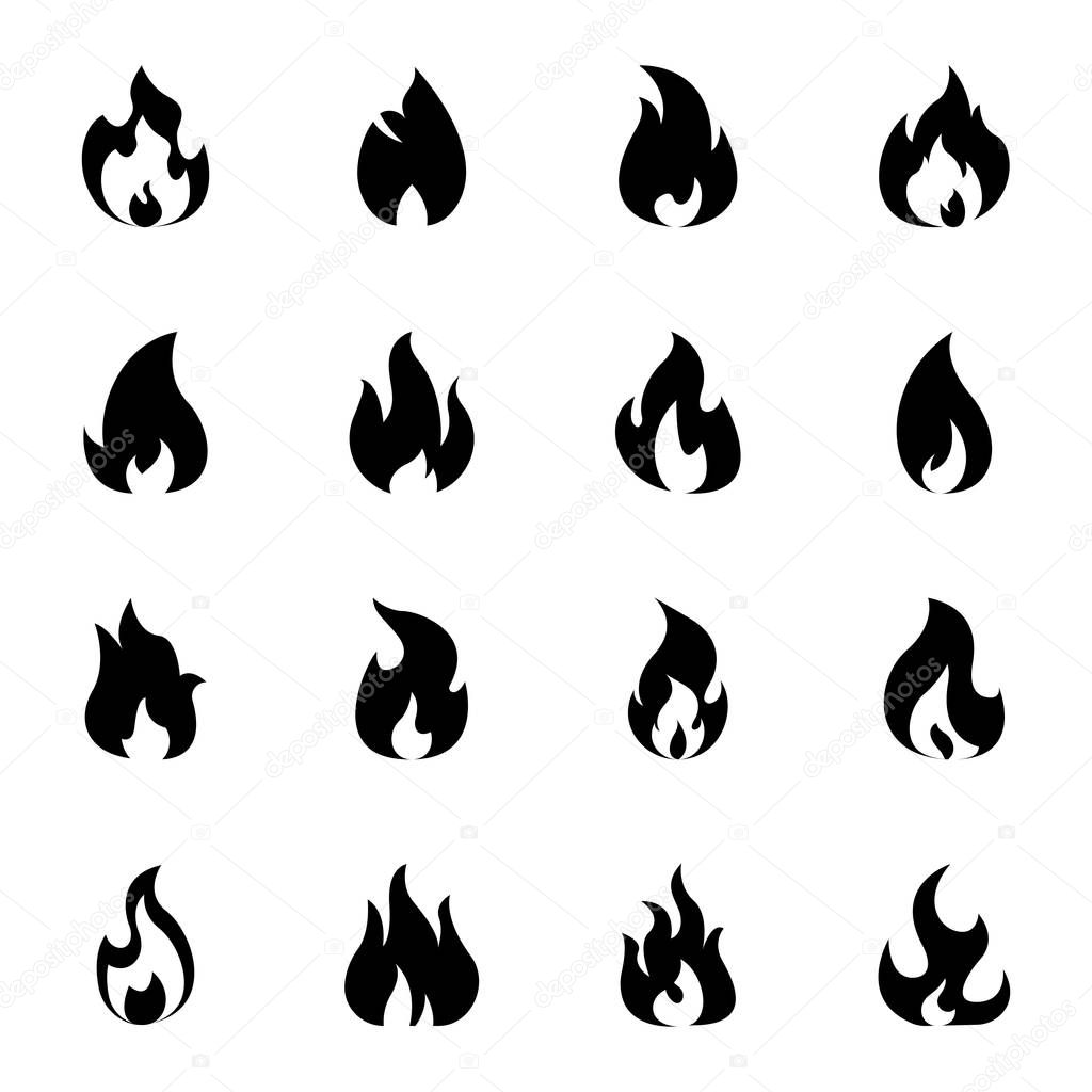 Fire Flame solid icons 2