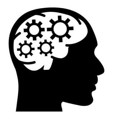 İnsan beyni teknik düşünme kavramı bayraklarında cogwheels ile