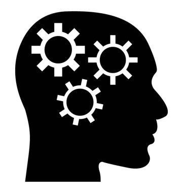 İnsan beyni teknik düşünme kavramı bayraklarında cogwheels ile