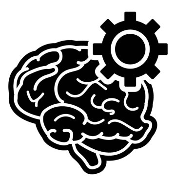 İnsan beyni teknik düşünme kavramı bayraklarında cogwheels ile