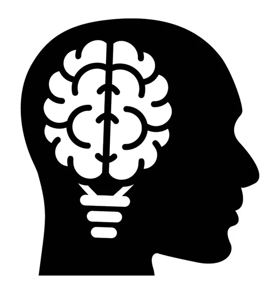Cerebro Humano Con Bombilla Mostrando Idea — Vector de stock
