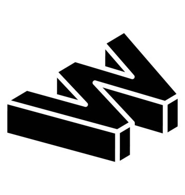 Glif simgeler 3d w alfabesi 