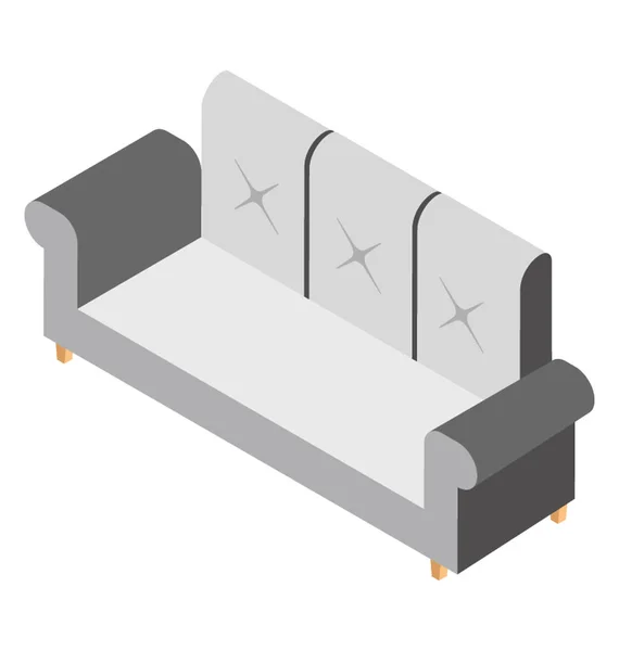 Cómodo Diseño Estilo Antiguo Asiento Sofá — Vector de stock