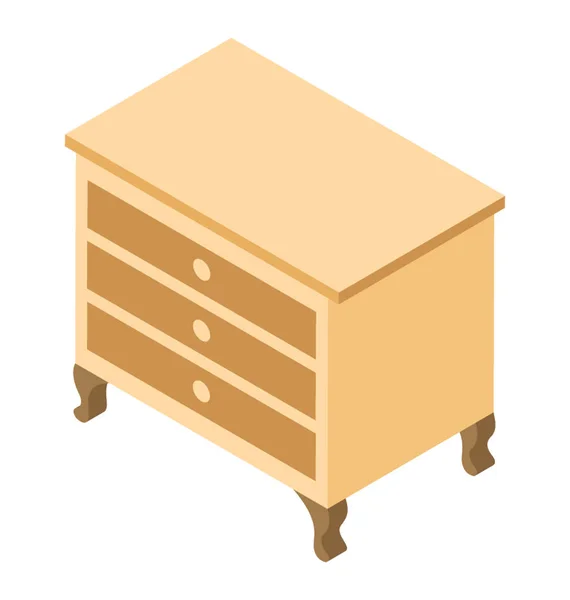 带抽屉的木制床头柜 — 图库矢量图片