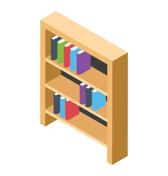 Wooden Bookshelf Keep Books Stationery — Stock Vector