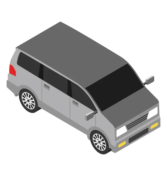 Ένα Σχέδιο Άτομα Μεταφορέα Minivan Επίπεδη Εικόνα Διάνυσμα — Διανυσματικό Αρχείο