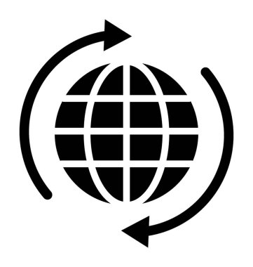 Küre küresel bağlantıları bayraklarında okları dolaşan ile 