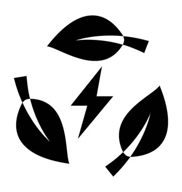 İşareti ile bitki yaprakları, ekoloji ve çevre enerji kavramı gök gürültüsü