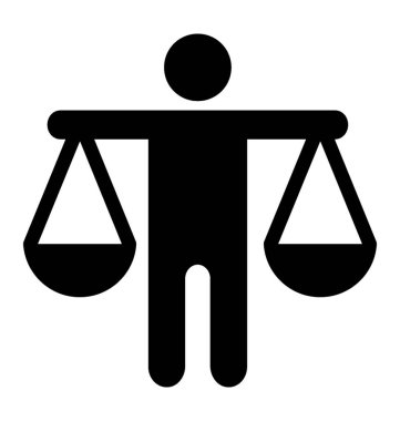 Eşitlik simgesi sunulması denge ölçek tutan bir kişi 