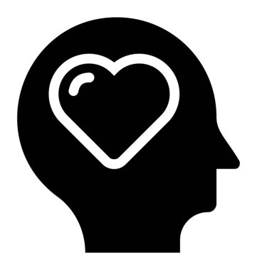 Tutku için simge ifade eden insan kafası kalbinde 