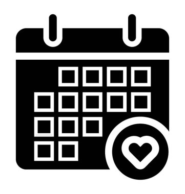 Kalp duvar takvimi, Sevgililer günü simgesi ile 