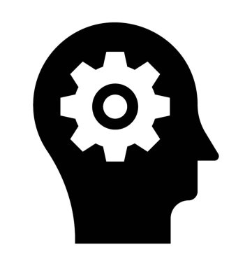 Beyin fırtınası glyphicon kavramı ile insan kafası dişli
