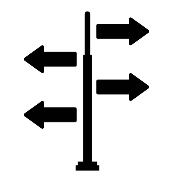 Instrucciones Través Fingerpost Diseño Vectores Glifo — Vector de stock