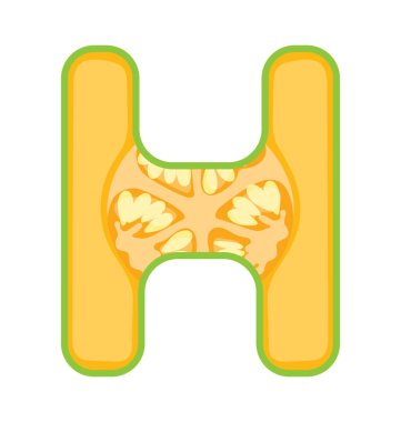 Meyve Alfabe harf H, düz vektör simgesi