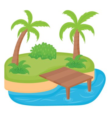 Ağaçlar ve bir sahil, tropik ada bir ada 