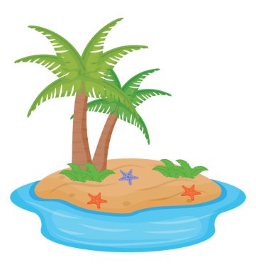 Ağaçlar ve bir sahil, tropik ada bir ada 