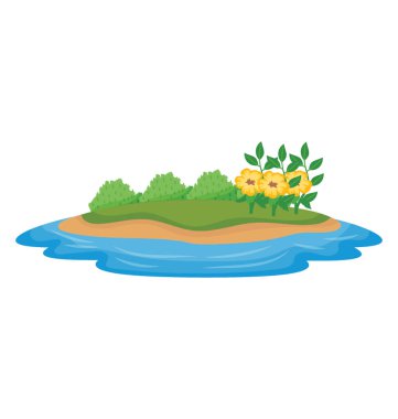 Ağaçlar ve deniz, yeşil ada ada 