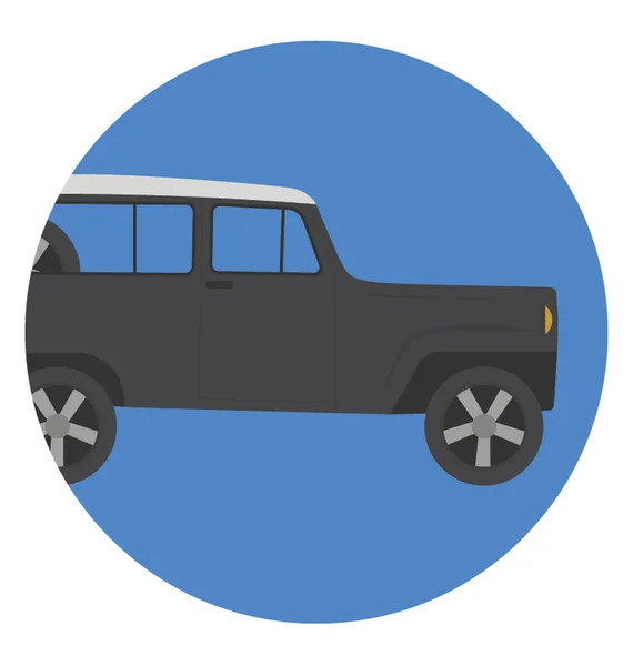 Tepelik Alanlarda Turizm Için Kullanılan Araçtır Jeep — Stok Vektör